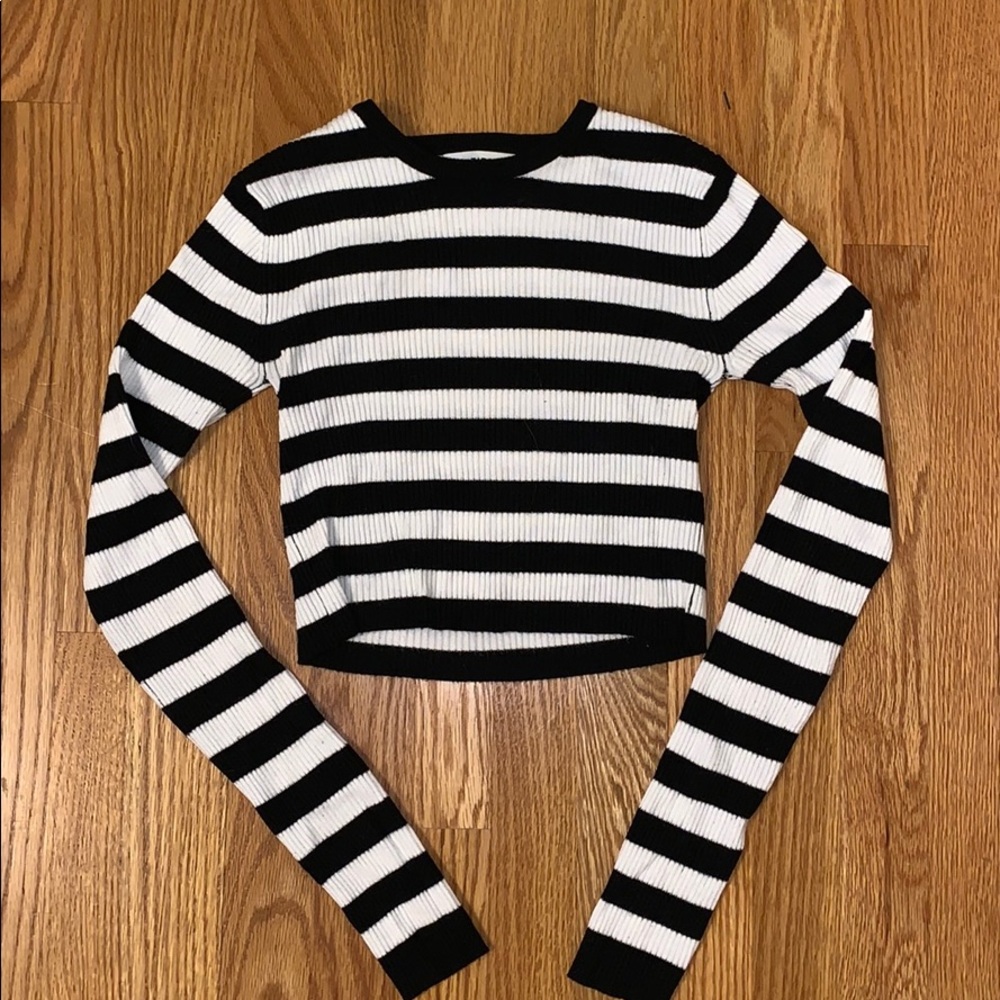 Cropped striped Zara long sleeve top